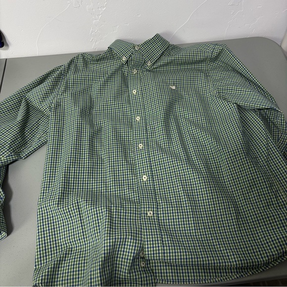 Southern Marsh Wrinkle Free Plaid Blue Green Men Button Front Shirt Large - Picture 5 of 7